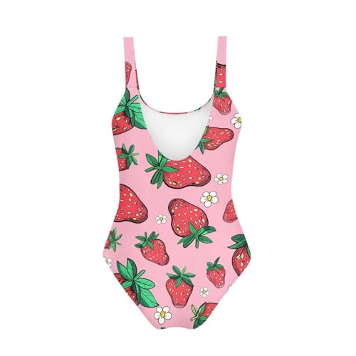Image of One Piece Bathing Suit for Girl Kids Cute Beach Sport Swimwear U Back Scoop Neck Summer Swimming Pool Beachwear