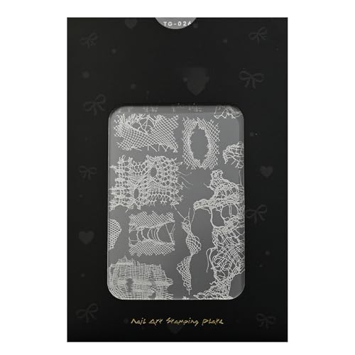 Placa compacta de acero inoxidable con delicados patrones de encaje a cuadros, adecuada para manicura sin esfuerzo, placa de arte de uñas de acero inoxidable