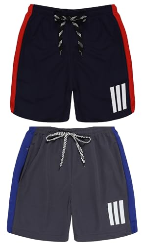 Image of Pack 2 Polyester Sports Shorts for Boys & Girls with Zipper Pockets