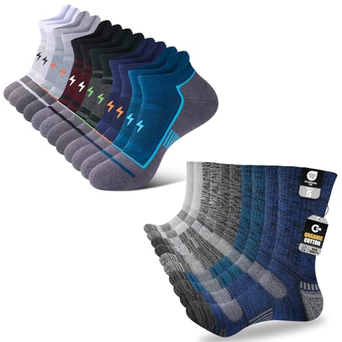 Mens Ankle Running Socks, Cotton Work Socks, 11 Pairs，SIZE 9-13
