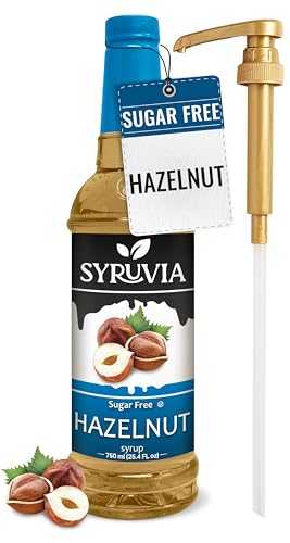Syruvia Sugar Free Coffee Syrup, Hazelnut Flavored Syrup for Drinks, Lattes, and Desserts...