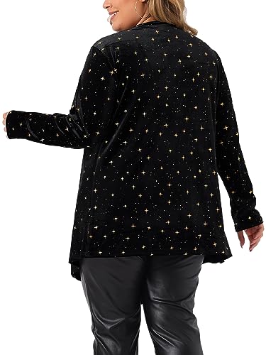 Agnes Orinda Women's Plus Size Cardigans Open Front Draped Shiny Party Velvet Cardigan4