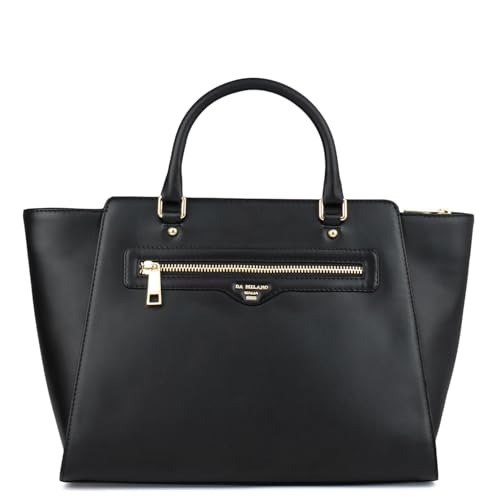 Image of Da Milano Leather Satchel Bag for Women - Black