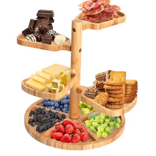 Rotating Charcuterie Boards,Wooden Tiered Serving Tray,Rotating Platters for Serving Food Party,Easy-to-Install Lazy Susan Serving Tray,can be Used as Birthday Gift, Housewarming Gift