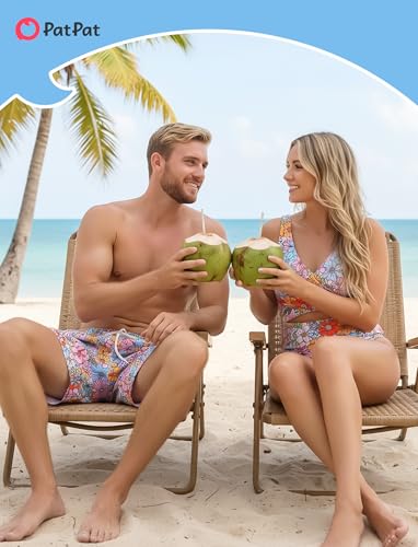 Image of PATPAT Family Matching Swimsuits Swimwear: Mommy and Me Striped Spliced One-Piece Matching Swimsuits Set