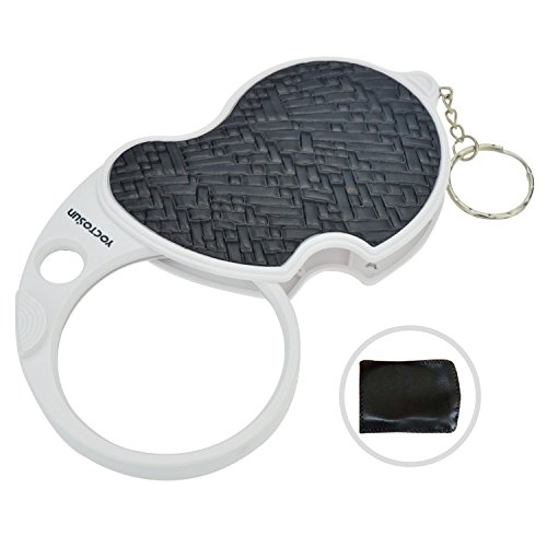 YOCTOSUN Illuminated 4X Folding Portable Magnifier with 20X Loupe, 60mm Diameter Flip Open