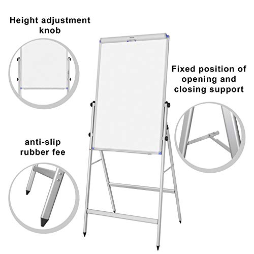 Whiteboard Easel Flipchart Stand Magnetic Dry Erase Board, 36x24inches Aluminum Alloy Portable White Board,Movable Hooks, Adjustable Height - Thumbnail 7