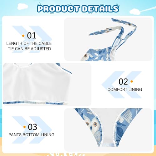 Owl Blue Girls 2 Pieces Kids Bikini Set Quick-Dry Swimsuits Swimming Suits Cute Shoulder Strap4