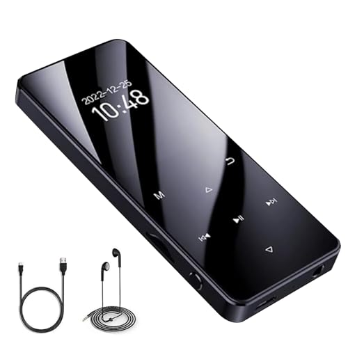 BT5.0 デジタル HiFi MP3 プレイヤー 1.8インチ タッチパネル ロスレス音楽対応 128GB マイクロ SD カード 録音機能 目覚まし時計 FM ラジオ
