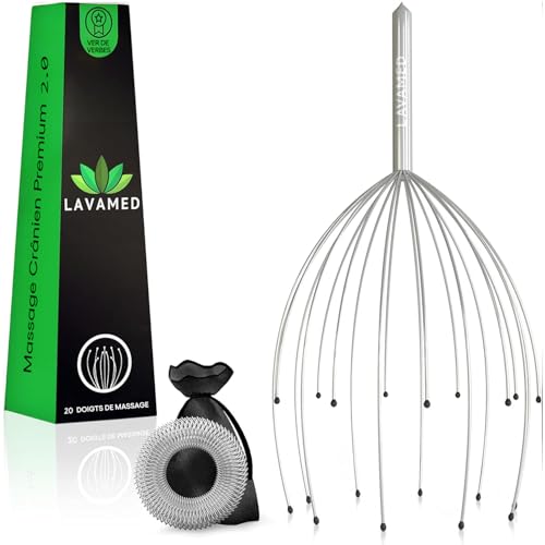 LAVAMED® Masseur de Tête D'Araignée - Appareil de Massage de Tête de Qualité Supérieure - Épingle de Massage de la Tête avec 20 Bras de Massage - Le Cadeau Parfait - Pack of 1