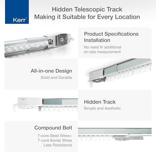 Image of Kerr Smart Curtain Motor & Adjustable Set | Tuya Zigbee (Track,Motor &Remote)| Supports One Touch, Remote,APP & Voice Control | Compatible with Alexa &Google Home (Gateway required (Set (2.5m to 4.5m)