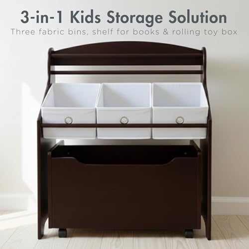 image for Humble Crew 3-in-1 Kids Bookshelf and Toy Storage Organizer, Espresso/