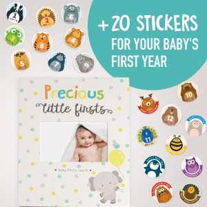 Baby Memory Book for First Year to Five, Record Each Milestone from Your Child in a Keepsake Journal, for Boys and Girls, Modern Photo Album and Baby Shower Guestbook, with 20 Baby Monthly Stickers
