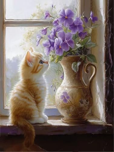 Loisirs Créatifs Adultes Débutants : Kit Complet Diamond Painting Chat anti-stress