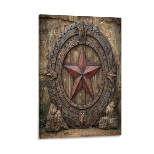 Lienzo rústico de Texas Stars: pintura vintage de granero en póster impreso para pared