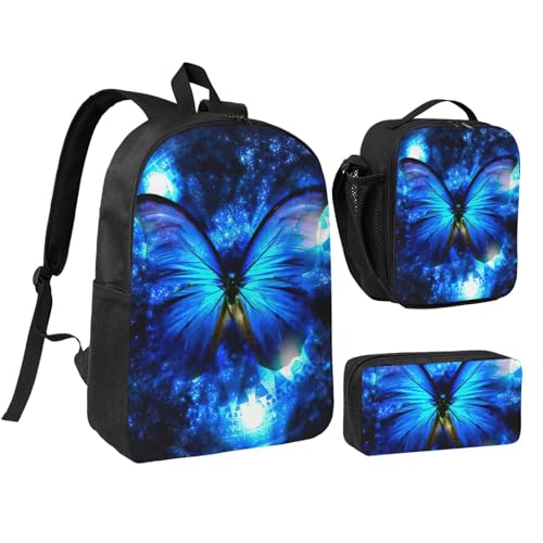 Sac à dos d'école 3 pièces EdWal bleu avec boîte à déjeuner et trousse