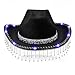 Shurhome Fringed Rhinestones LED Cowgirl Caps Glittering Powder Wide Brims Cowboy Hat Teens Fashion Nightclub Party Photo Cowboy Hat F Black