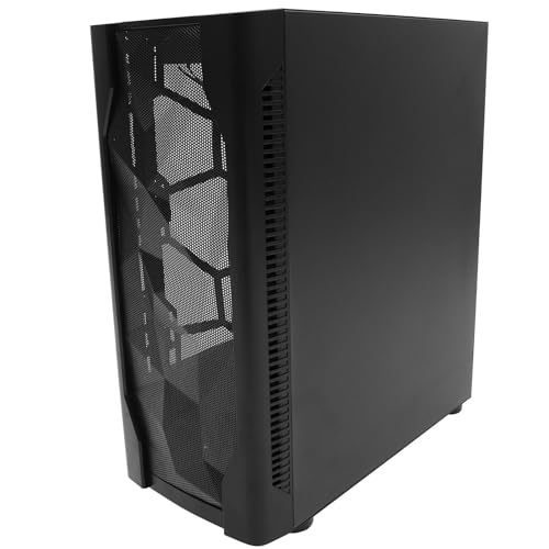 Gabinete para computadora Vaguelly Full Tower ATX con panel lateral completo de vidrio templado, patrón Black Ice, compatible con sistemas de enfriamiento por agua para PC de escritorio en casa y oficina miniatura 1