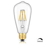 CRLight 6W Dimmable Edison Style Vintage LED Filament Light Bulb, 2700K Warm White 600LM, E26 Medium Base Lamp, ST21(ST64) Antique Shape, 60W Incandescent Replacement