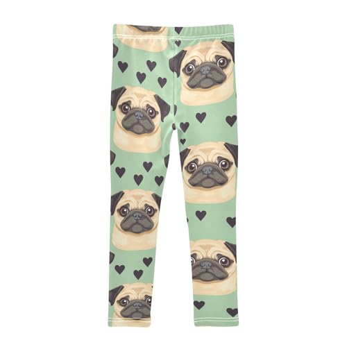 Pug Dog Girls Leggings,Workout Leggings for Girls Toddler Athletic Legging Size for 3-10T2