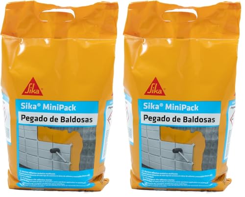 SIKA - MiniPack Pegado de baldosas - Blanco - Adesivo cementoso semiflexible para el pegado de piezas cerámicas en capa fina - Clase C1T - 5kg (Paquete de 2)