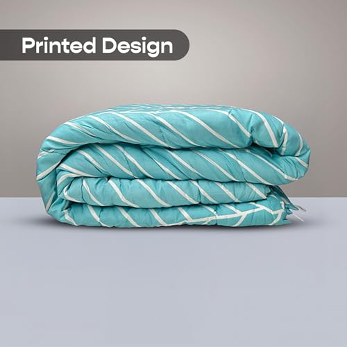 Image of SleepyCat Luxurious All Season Reversible Printed Comforter - 200 TC | Hotel Like Feel with Down Alternative Lightweight Microfiber Fill, Double Size 90x100 Inches (Mist Stripe)