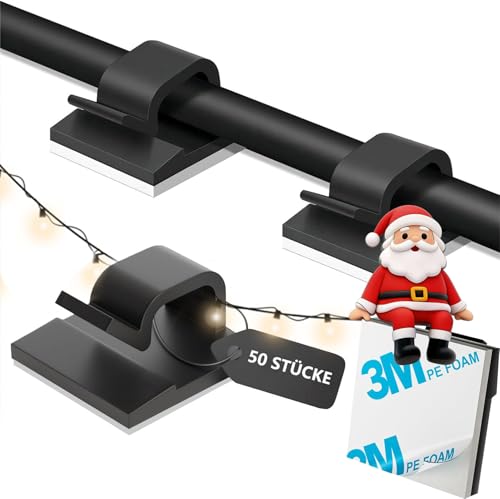 SZFUDIGO kabelhalter，50 PCS kabelhalter selbstklebend Wand kabelführung Cable Holder kabelbefestigung selbstklebend Wand Kabel wandhalterung Befestigung Wand (schwarz)