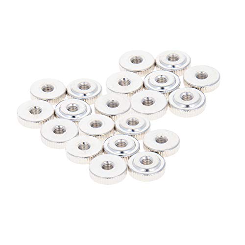 SUNCN ローレットナット M5 ツマミナ 薄型タイプ サム 刻み付きサム 親指 平頭ローレ ニッケルメッキ 炭素鋼 シルバー 径16mm 高さ4mm 30個入り