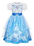 Marendyee Princess Dress up for Girls Halloween Costume Outfit Sparkly Tulle Mesh Puff Sleeve Cosplay Fancy Dresses Christmas Gift Birthday