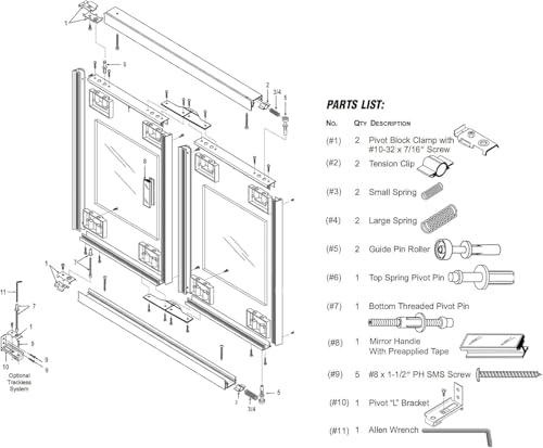 Kit de Herrajes para Puertas de Clóset/Bi-Fold Gordon Glass para Instalación o Reparación miniatura 2
