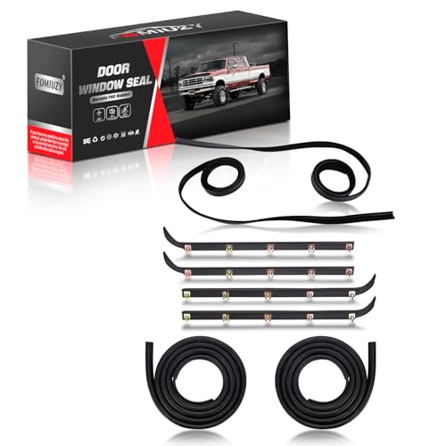FOMIUZY Front Door Window Molding Run Channel Rubber Felt Trim Seal Weather Stripping Kit Fit for Ford F150 F-150 F250 F350 Bronco 1987-1997 Replace E7TZ1521452A E7TZ1521453A F2TZ1521456A F2TZ1521457A