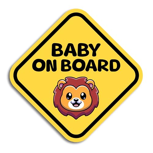 Panneau Baby on Board lion pour voiture 16,5 cm imperméable
