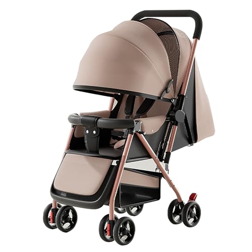 2 En 1 Silla De Paseo Bebé,Carrito,Carro Bebé,Carrito Bebé,3 Posición Reclinada,Cinturón De 5 Puntos,Posición Tumbada,Ligero,Impermeable(Khaki)