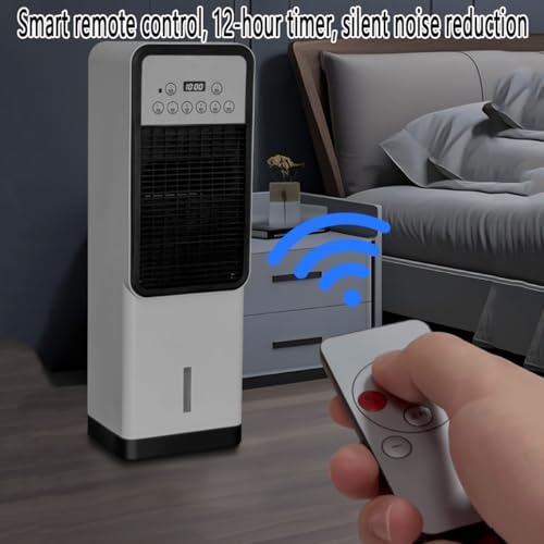Mobiles Klimagerät Klimaanlage Raumkühler mit Fernbedienung Leise Luftkühler Air Conditioner mit Wasser 3 Luftgeschwindigkeiten 120°Oszillation 12H Timer Ventilator für Innenräume Wohnmobil-8
