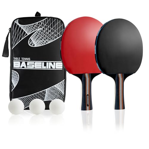 Baseline Table Tennis Bats High Performance Table Tennis Set with 3 Balls & Compact Storage Case