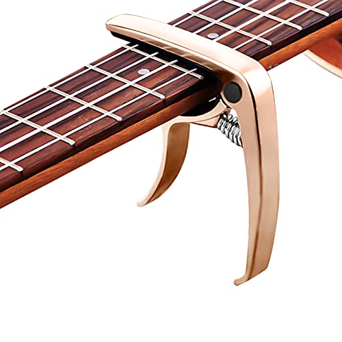 Capodastre Guitare, Alliage Capo de Guitare Capodastre de Capo Universel Pince de Capo pour Ukulélé Guitare Acoustique Electrique Basse Capodastre à une main (or rose) Cover