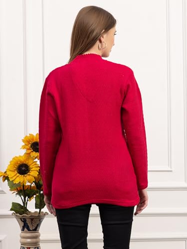 Image of Women's Winter Woolen Cardigan | Full Sleeve Textured Buttoned Sweater for Women | Soft Wool V-Neck Warm Knitted Outerwear for Office & Casual Wear