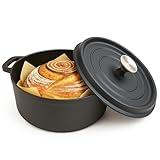 Cuisiland 4QT Cast Iron Dutch Oven with Lid – Pre-Seasoned Heavy-Duty Casserole Pot with Dual Handles & Stainless Steel Knob – Oven Safe, Great for Baking, Roasting, Braising, and Stews
