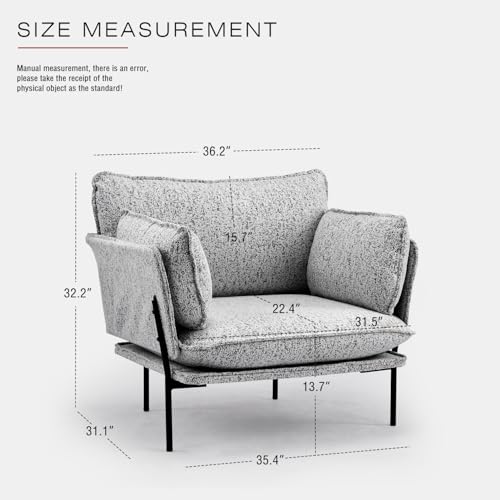 Image of Modern Boucle Accent Chairs Set of 2 for Living Room Chairs,Oversized Upholstered Reading Chair Lounge Armchair with Sturdy Metal Legs,Comfy Single Sofa Chair for Living Room,Waiting Room(Panda)