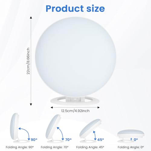 AOOWU Tageslichtlampe und Stimmungslicht, Simulation von Tageslicht, bis zu 30,000 Lux, flimmer- und UV-freie LED-Technologie, Tageslichtleuchte mit verstellbarer Halterung and Dimmer