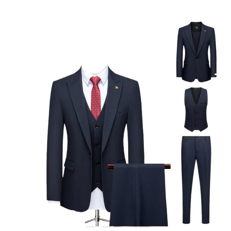 Classic 3-Piece Men’s Suit Tuxedo Set with, Vest and Pants Formal Business Wedding or Prom Occasion Wear