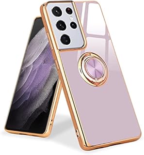 Urarssa Samsung S21 Ultra Phone Case Magnetic Ring Holder 360 Degree with Rotation Finger Car Holder Shockproof Case Cover for Samsung Galaxy S21 Ultra 5G-Light Purple