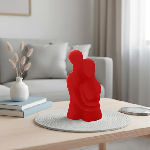 Romantic Couple Embrace Decorative Candle Modern Abstract Design Valentines Day Man Woman Love Gift Couple Candle (1 Red)