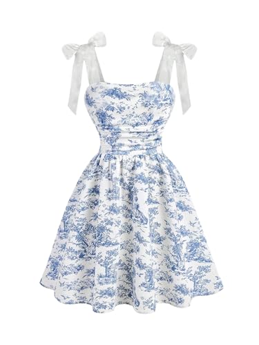 Floerns Girl's Floral Midi Dress Tie Shoulder Ruched Ruffle Hem Birthday Dresses