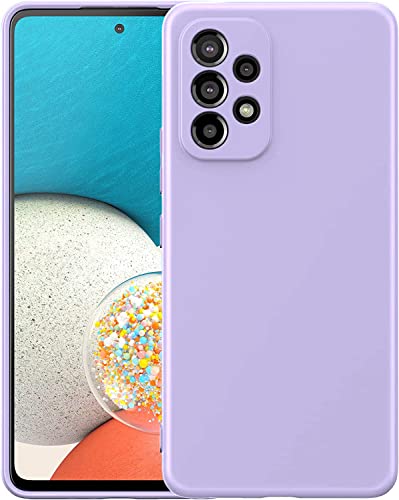 Image of DIZORO Microfiber Candy Case Compatible for Samsung A53 5g Smooth Touch Cushion Liquid Soft Silicone Gel Rubber Phone Cases Non-Slip Full Body Protective Shockproof Back Cover (Purple)