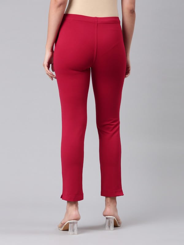Image of GO COLORS Ponte Smart Kurti Pants Full Length for Women | Breathable, Mid Rise