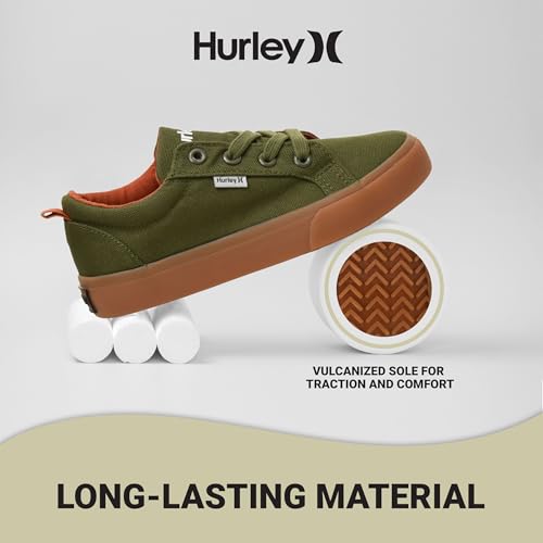 Image of Hurley Kids Finn Sneakers - Canvas Skate Shoes for Kids, Low Cut Tennis Shoes for Girls and Boys