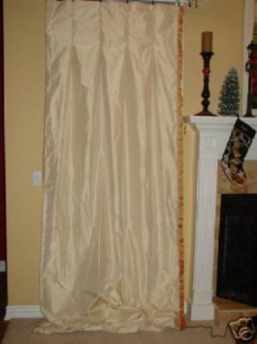 FabricFactory 4 Custom White Silk Taffeta Drapes 41" x 120" Living Room Inverted Pleat Curtains