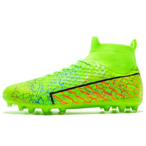 Image of Unisex Soccer Cleats Mens Lightweight No-Tie Lacing System Multi-Surface Football Shoes with Ankle Support for Beginners to Advanced Players