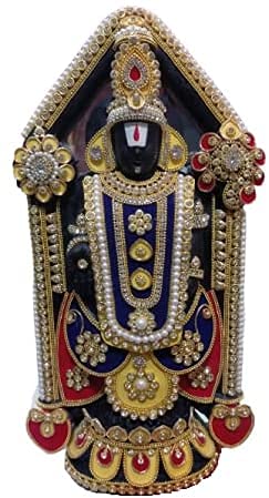 Traditional Multicolor Venkateshwara Tirupati Balaji Statue Idol God Home and puja Decorative Showpiece Gift 10 inch Approx.